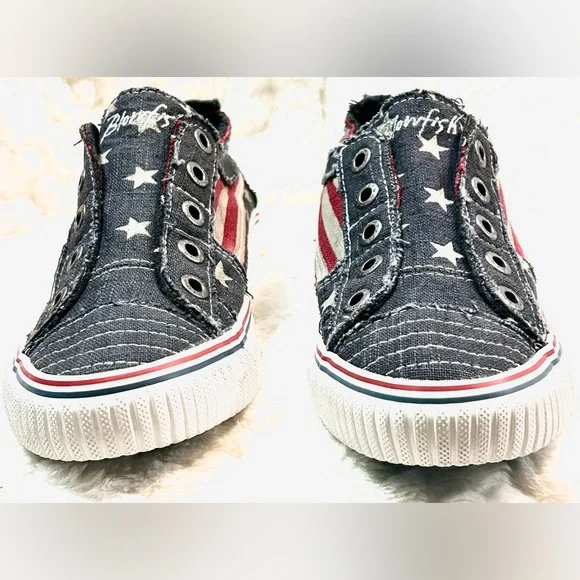 Blowfish Malibu Distressed USA Flag Stars Blue Slip On Sneakers women’s size 8 - Picture 7 of 9